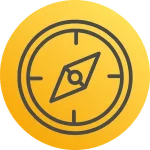 icon-status-quo-standortbestimmung Icon: Ein Kompass, der für die anfängliche Standortbestimmung und Zielfindung im Coaching bzw. in der Teamentwicklung steht.